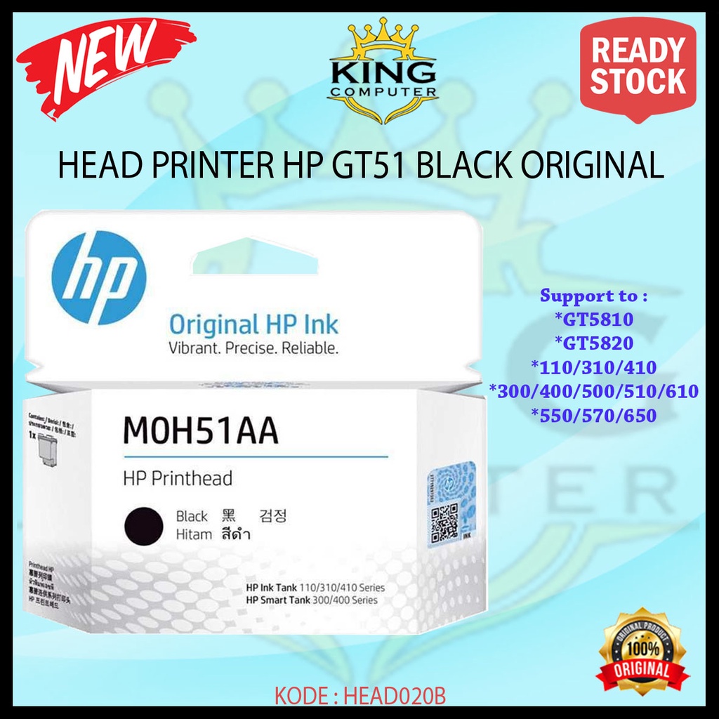 Print Head HP GT51 Black Cartridge M0H51AA GT52 COLOR HP GT5810 GT5820 315 - BLACK M0H51AA