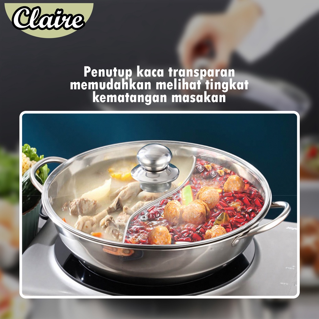 PANCI 2 SEKAT / PANCI HOTPOT / Suki Shabu Stainless /  Panci Kuah SUP Soup STEAMBOAT 2 rasa