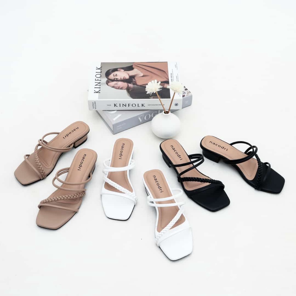 nacodri  NETHA sandal tali kepang wanita || sandal wanita  heels 3cm