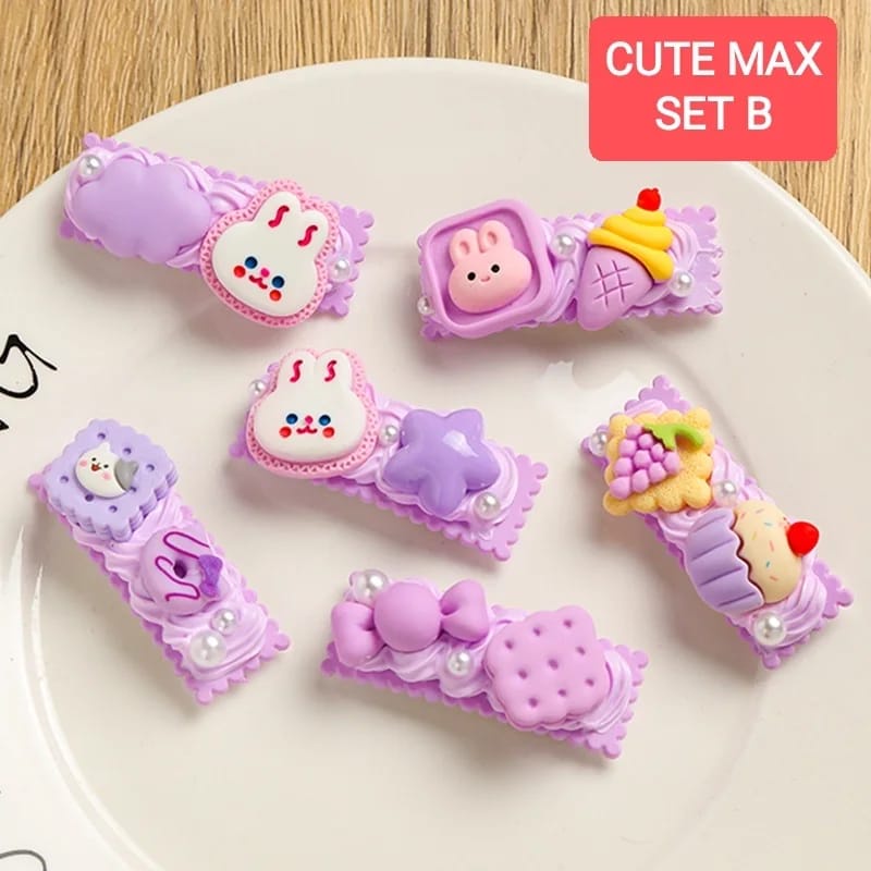 BAJUKIDDIE CUTE MAX CLIP ISI 5 PCS JEPIT RAMBUT PONI LUCU AKSESORIS FASHION KOREA IMPORT KAWAII