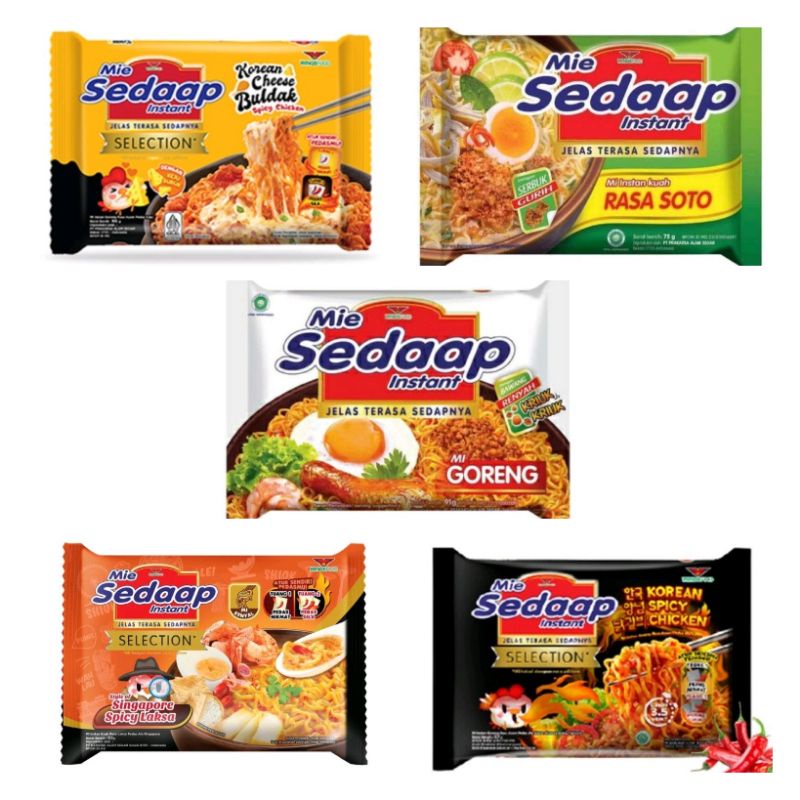 Mie Sedaap sedap Goreng / Singapore Spicy Laksa / Soto / Korean Cheese Buldak / Korean Spicy Chicken