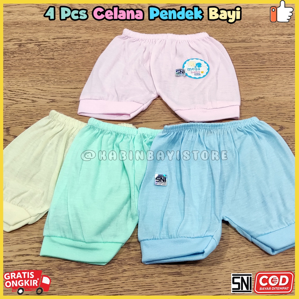 4 Pcs Celana Pendek Bayi Newborn Polos SNI