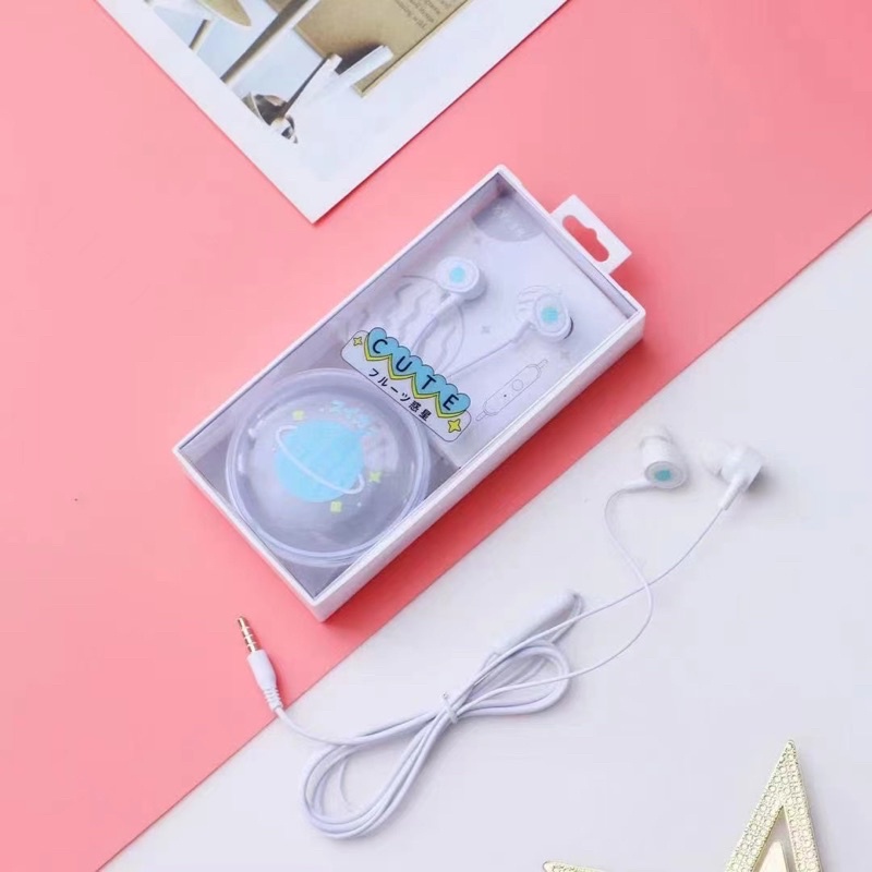 [ XY 38 ]Headset Earphone Karakter motif Fruit Daily model  /Earphone+ Wadah penyimpanan Earphone Lucu Unik Imut