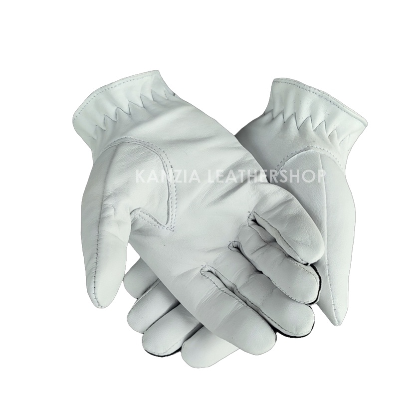Kanzia Leathershop Sarung Tangan Motor Kulit White Horse