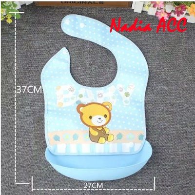 Celemek Makan Bayi Baby BIB Slabber Full Silikon C008