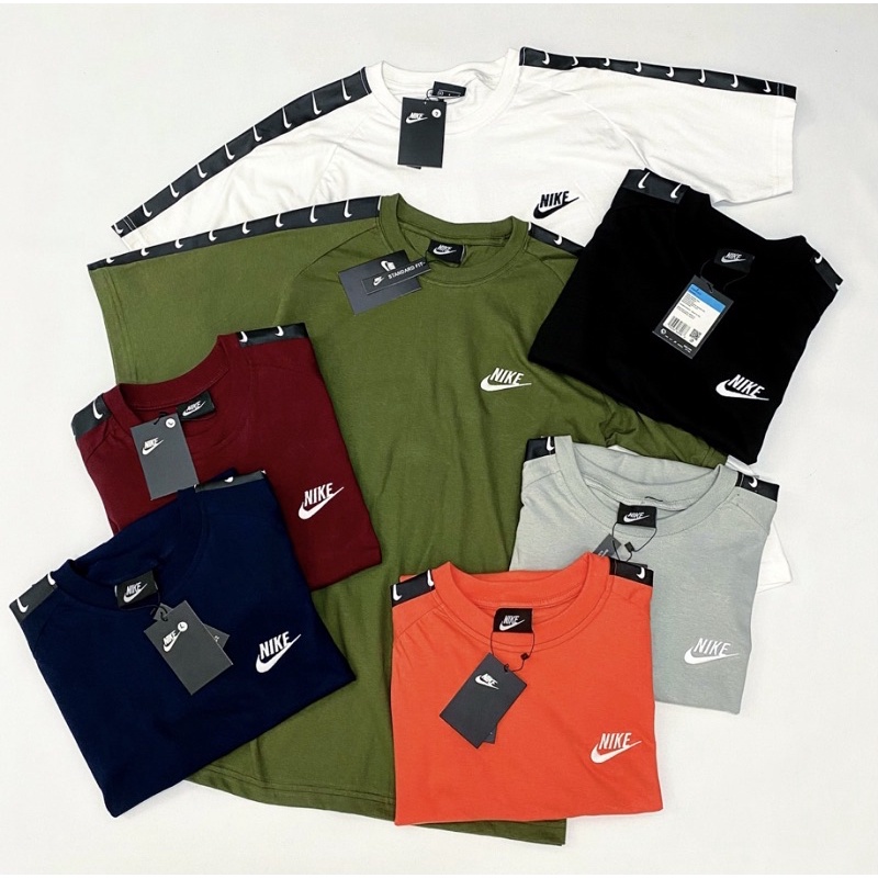 Nike Swoosh Taped Sleeves Logo Tees Kaos Nike Swoosh Kaos Pria Kaos Laki laki