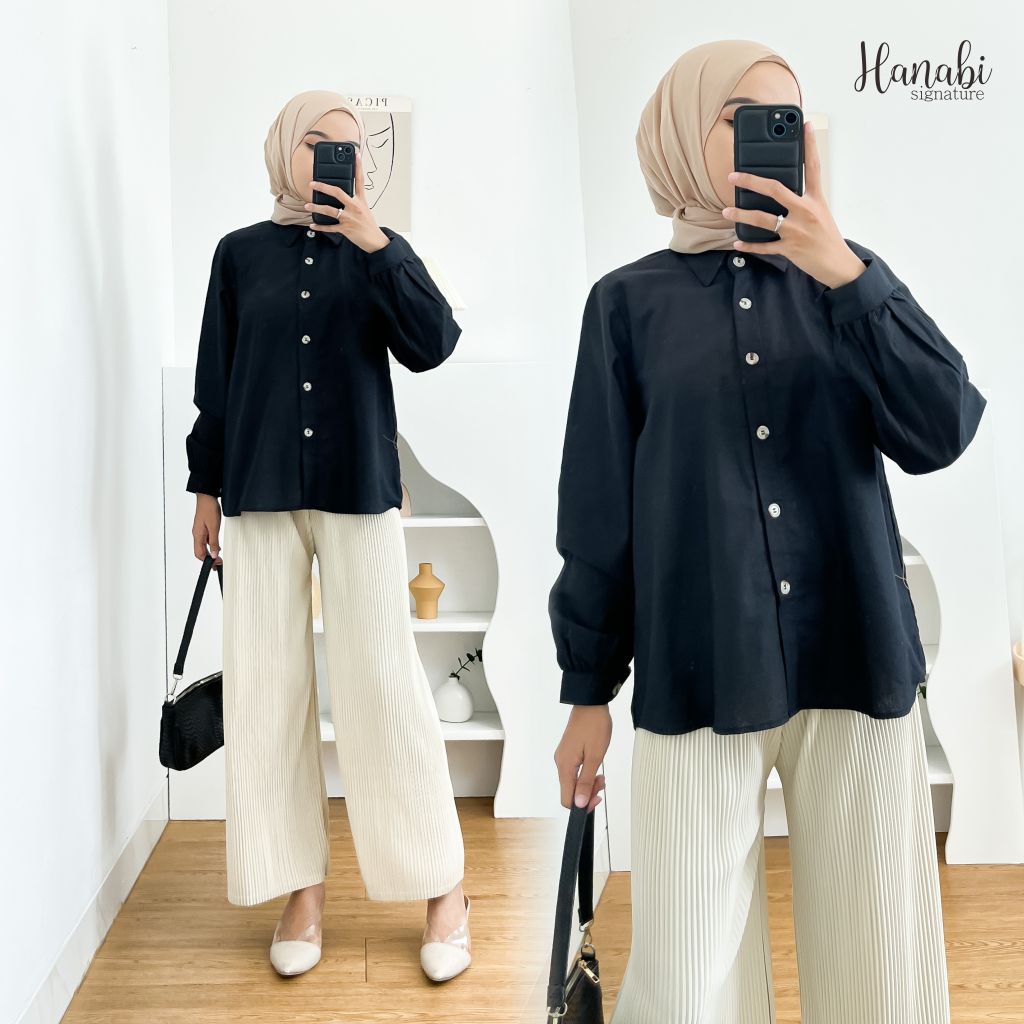 Atasan Wanita Putih Katun Rami / Kemeja Basic Wanita / blouse Basic wanita/ Blouse / Baju Kerja Wani