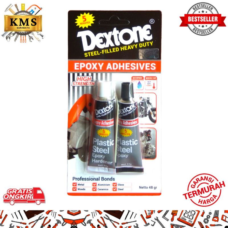 

Dextone 5 Menit 48gr ( Lem Epoxy Besi Keramik Kaca Kayu Serbaguna )