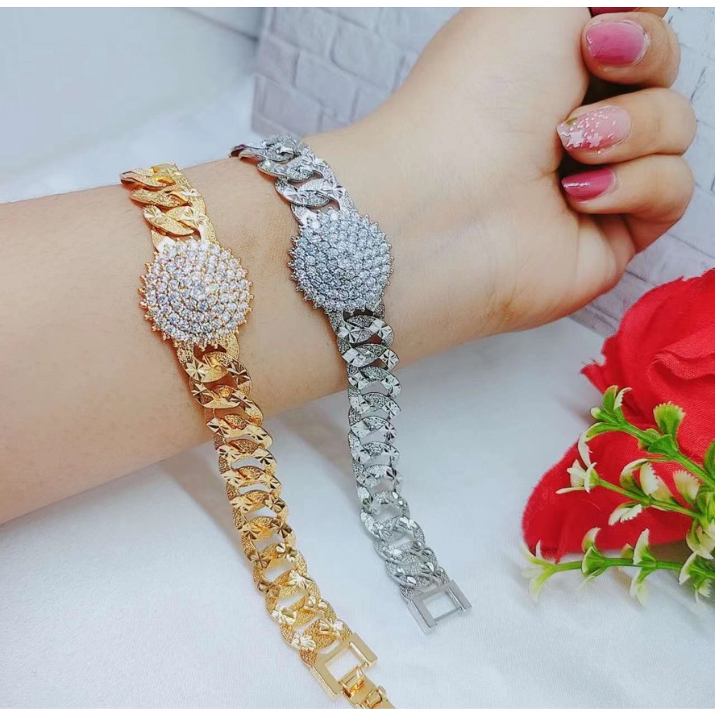 Gelang Xuping Mata Full Rantai Kombinasi Lapis Emas Perhiasan Fashion W15