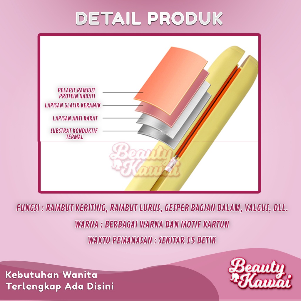 Catokan Mini 2 in 1 20W 180C Pelurus Rambut dan Keriting Portable