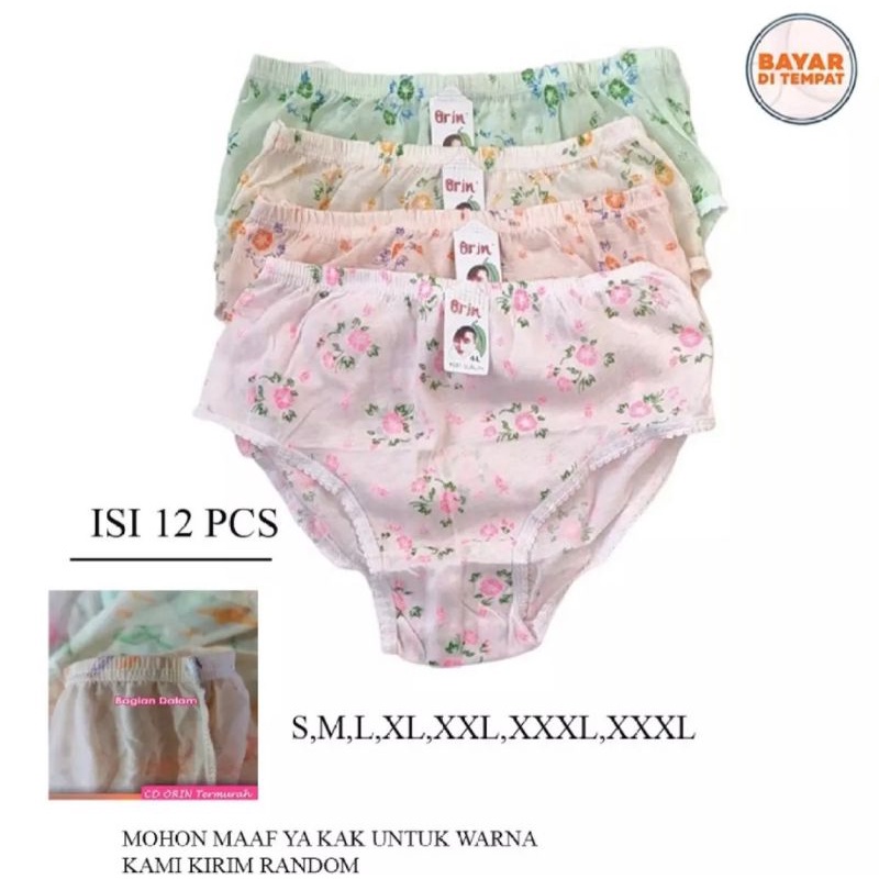 12 PCS CELANA DALAM WANITA MOTIF ORIN GROSIR CELANA DALAM