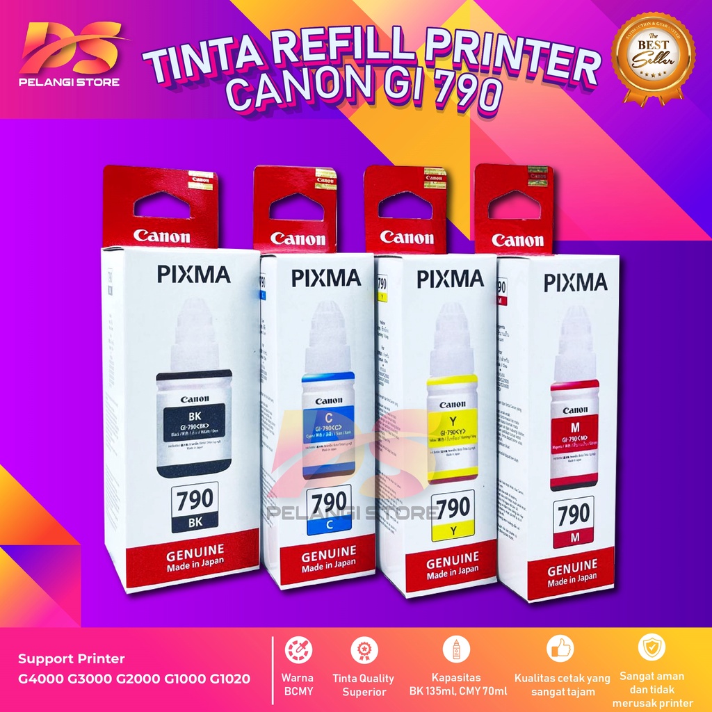 1 SET 4 PCS Tinta Canon Gi 790 Tinta Printer G1000 G2000 G3000 G1010 G2010 G3010