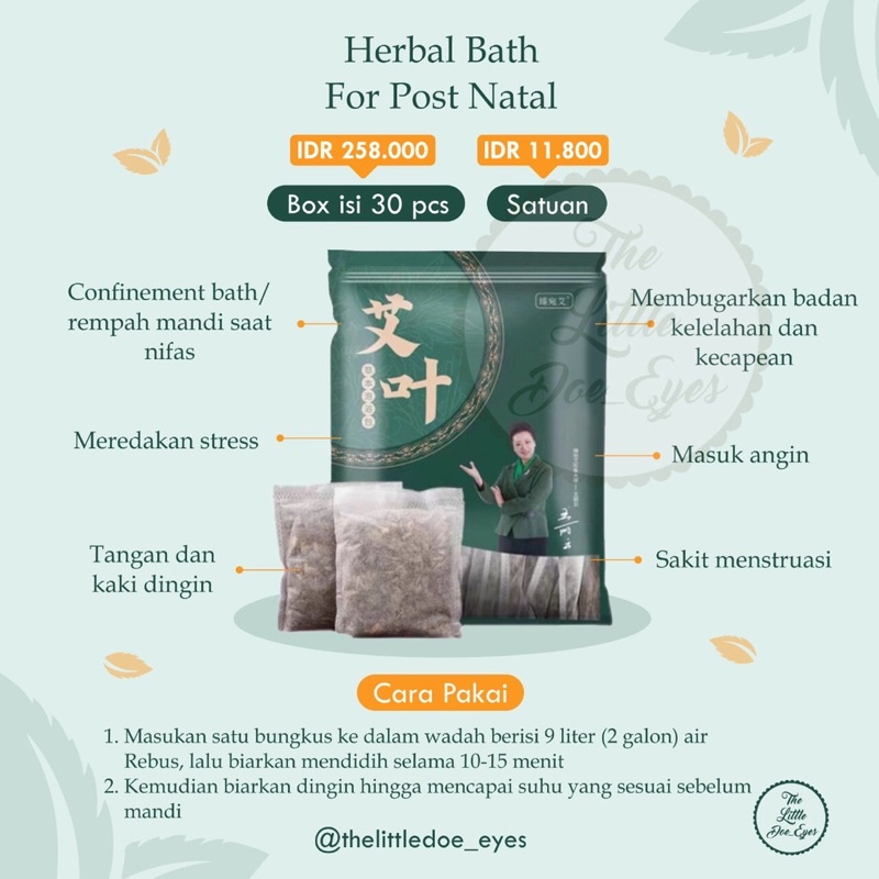 Herbal Bath For Post Natal [SATUAN]  - Ramuan Herbal Untuk Mandi Setelah Melahirkan