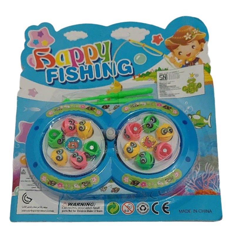 Mainan Anak Pancingan Ikan Magnet Putar 2 Kolam Happy Fishing