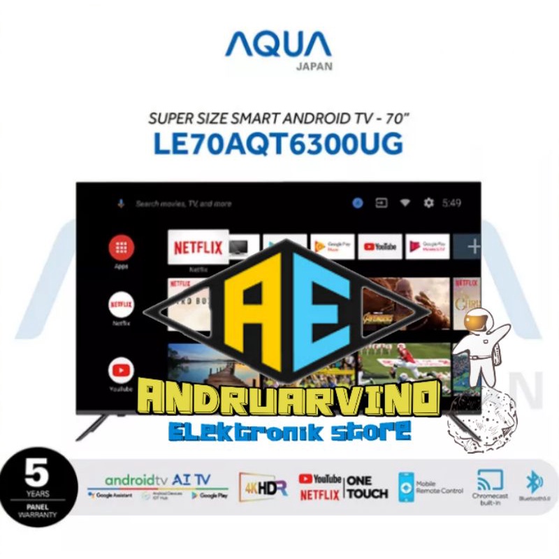 LED TV 70 inch AQUA JAPAN LE70AQT6300UG Android tv 4K resolution UHD