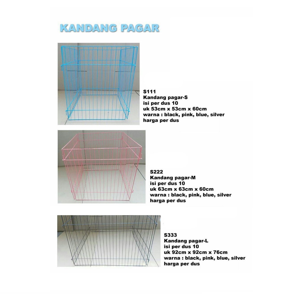 Kandang Pagar Besi Kucing Anjing Kelinci S/M/L (Jual Satuan)
