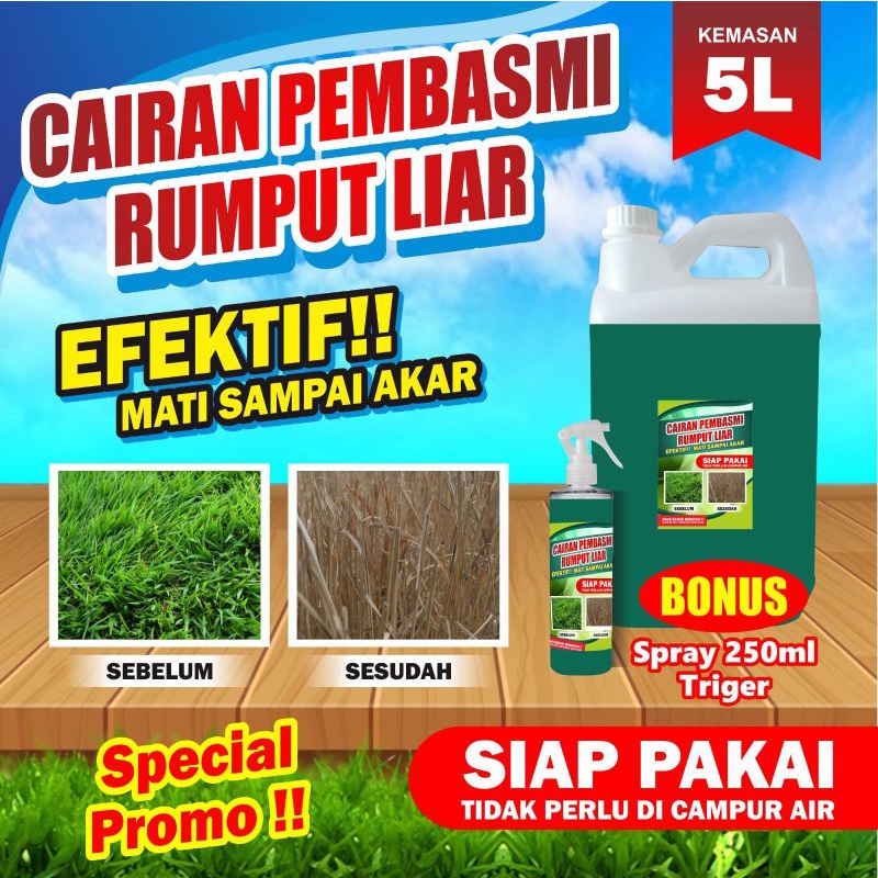 PROMO Cairan Pembasmi Rumput liar jurigen 5 liter FREE spray 250 ml Trigger