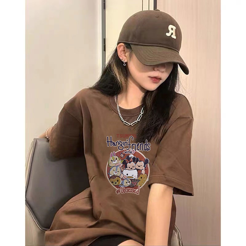 [chaoo.id]Kaos Atasan Wanita Lengan Pendek Oversize Cartoon Pictures Printed T-shirt Baju Wanita Kekinian Korean Style