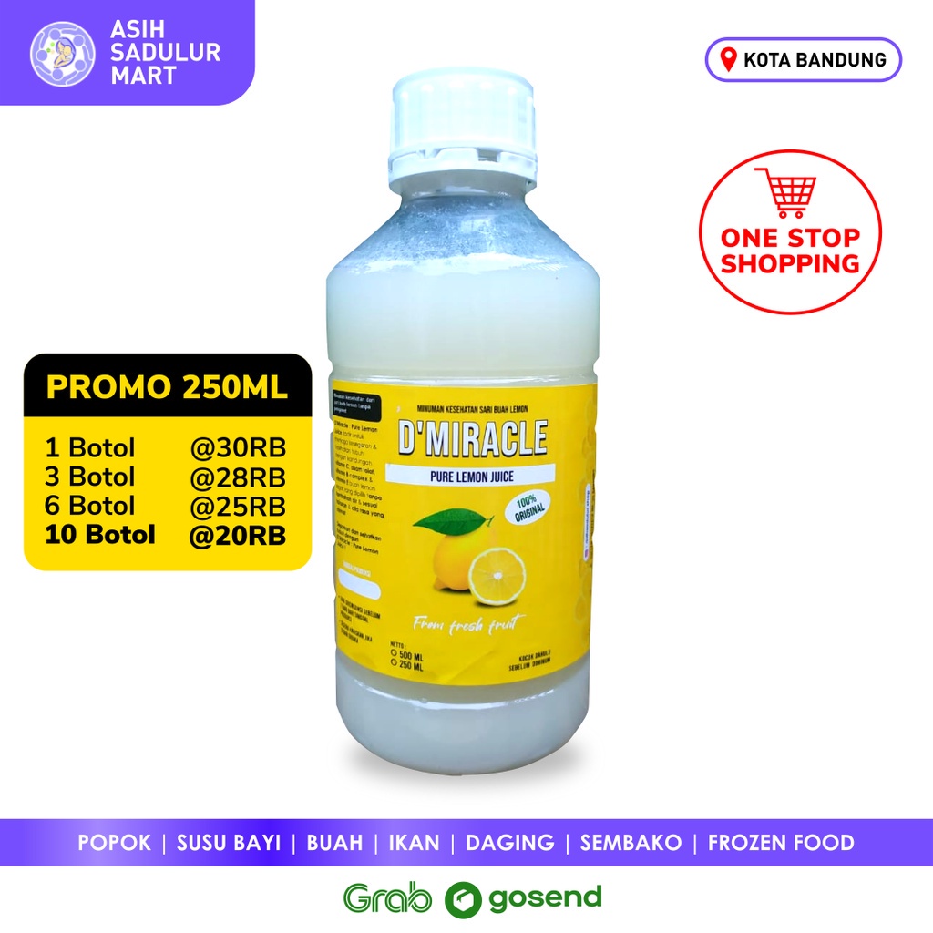 Sari Buah Lemon D'Miracle 250ml Pure Lemon Juice Promo Bandung