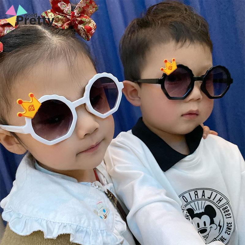 Kacamata Hitam Anak Kartun Bulat Crown Fashion Kacamata Untuk Anak-Anak - PD