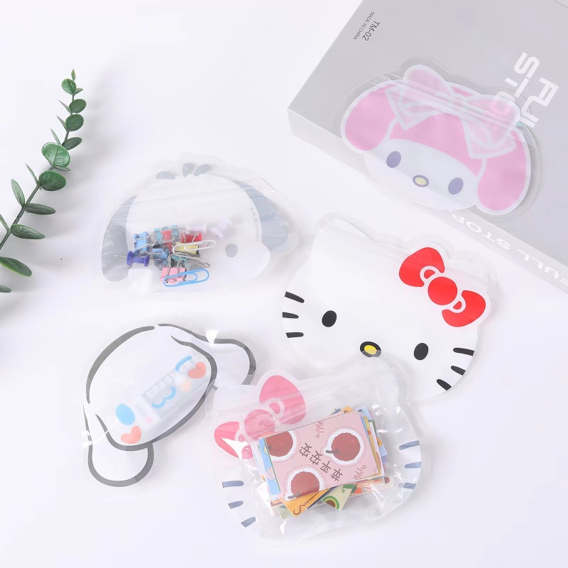 5pcs/set Kreatif Kartun Bentuk Hewan Peliharaan PVC Snack Sealing Bag/Bening Tahan Air Biskuit Permen Packing Kantong/Rumah Multifungsi Penyimpanan Perhiasan Kantong