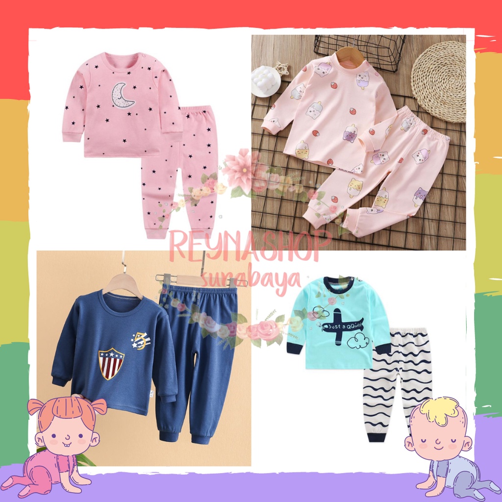 (3 TAHUN) SALE Setelan Panjang Anak PP Import Baju Piyama Anak Baju Tidur Motif Lucu