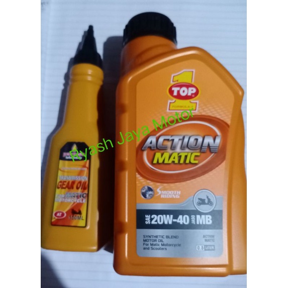 Oli mesin Top 1 Action matic 10-30w 800ml + oli gardan 140ml for Vario cw/110/125/150/Beat/MIO M3/J/ smile/soul GT/Xeon/Scoopy/F1/Spacy/Genio/PCX/ADV/Xeon/rc/X-Ride/Mio Z/Fino/F1/Soul GT 110/125/Aerox 155/new/n-max new/Freego/Lexi//Vario 160/Spin/dll