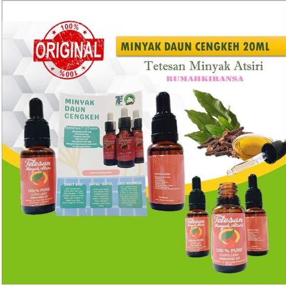 MINYAK DAUN CENGKEH TETESAN MINYAK ATSIRI 100% PURE CLOVE LEAF 20ML