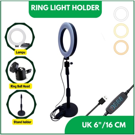 Paket ring light 16cm Ring light with mini tripod paket ring light live streaming tiktok youtuber