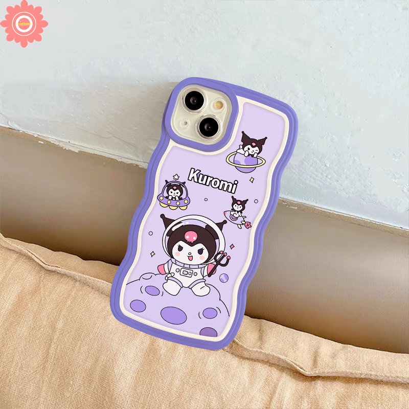 Cute Space Astronaut Case Compatible for iPhone 13 11 12 XR 14 Pro Max 8 7 Plus 6 6s Plus 14 Plus X XS Max SE 2020 Cartoon Kuromi Soft Wavy Edge Cover