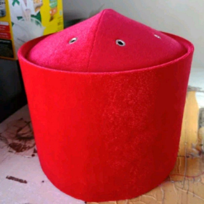 Peci Kopiah Turki bludru merah tinggi 15 cm - 9