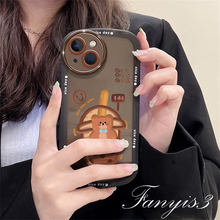 Compatible For iPhone 14 13 12 11 Pro Max X XR Xs Max 8 7 6 6s Plus SE 2020 Soft Case TPU Motif Milk Tea Untuk