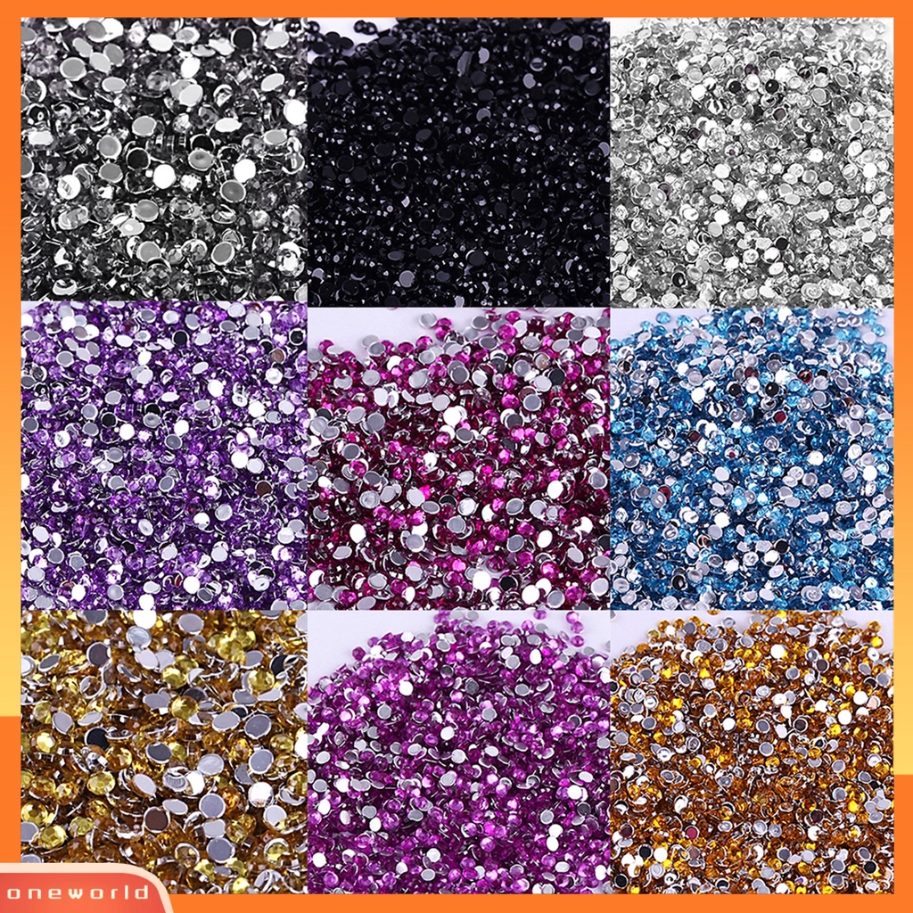 2000 Pcs 3mm Manik-manik Berlian Buatan Bahan Resin Bawah Rata Berkilau Kerajinan Nail Art DIY