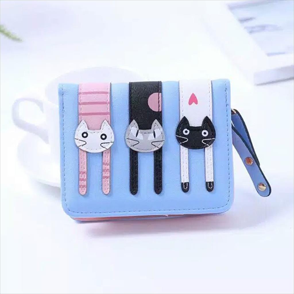 MJS 098 - Wallet / Dompet Wanita Lipat Mini fashion korea Triple Cat