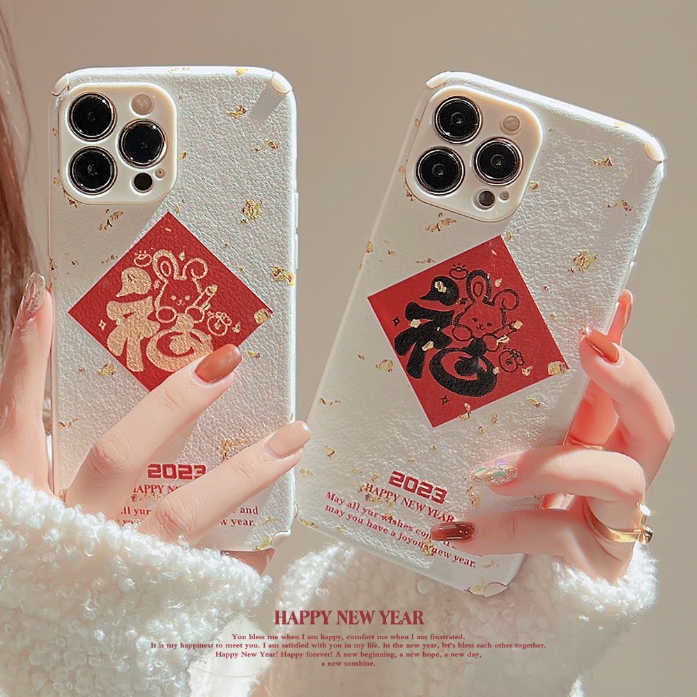 Ins2023tahun Baru Cina Lucu Keberuntungan Kelinci Kartun Silikon Case Untuk Iphone 147x11 12mini 13 PRO MAX Casing Cover Pelindung