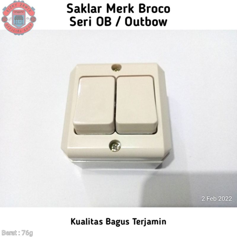 Saklar Merk Broco Seri Double OB Outbow Segi Empat Persegi • Sakelar Switch Button Tombol Lampu Lamp