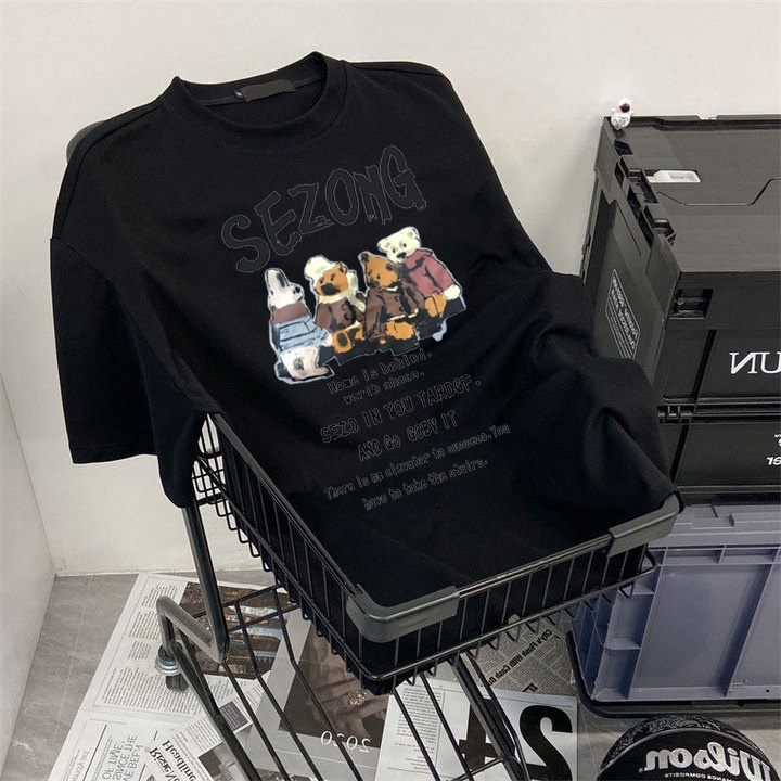 RDGF official shop/kemeja pria terbaru 2023/kemeja leher bulat/kaos beruang kutub/Seri beruang/kaos cotton/kaos kekinian/atasan kaos/baju kaos oversize/kaos t shirt oversize/kaos hitam oversize/PRIA &amp; WANITA (UNISEX)