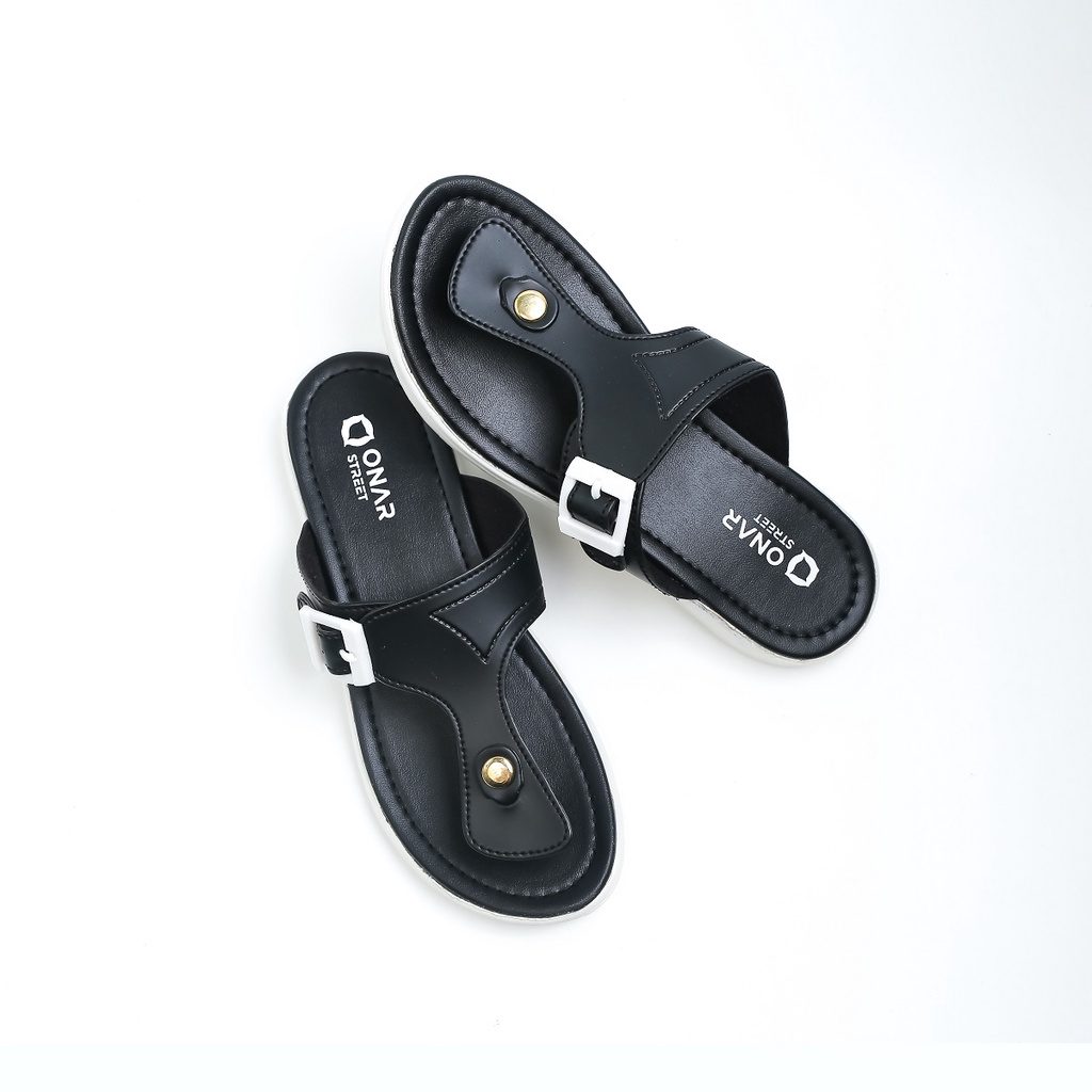 Sandal cewek kekinian terbaru sendal japit wanita slop jepit casual karet kulit dewasa murah