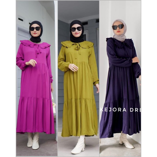BISA COD GALERIAZKIYA KEJORA DRESS / MIDI DRESS KOREA / MIDI DRESS RAYON TWILL / COLLAR DRESS / DRES