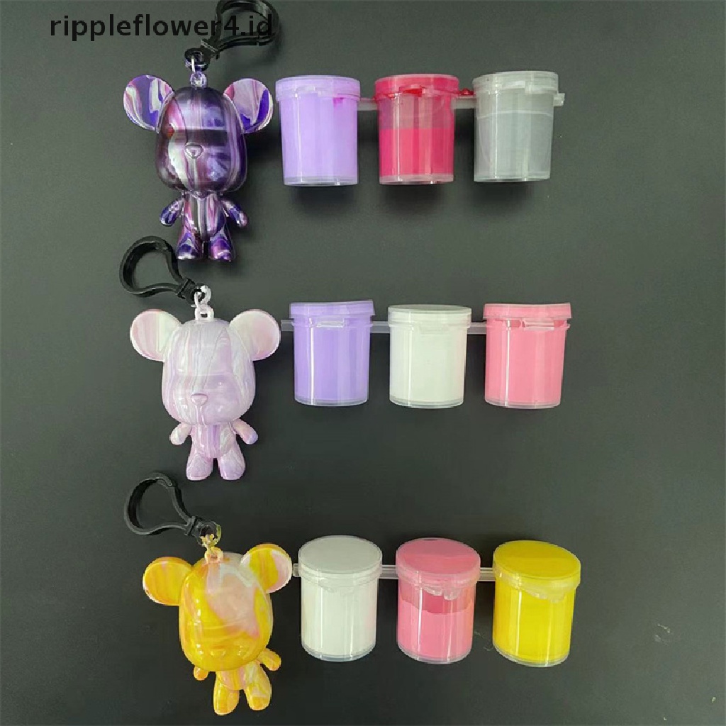 {rippleflower4.id} Fluid Bear set Handmade Diy Graffiti Bearbrick Statue Manual Mainan Orang Tua-Anak Fluid Paing Violent Bear Statue Dekorasi Rumah~