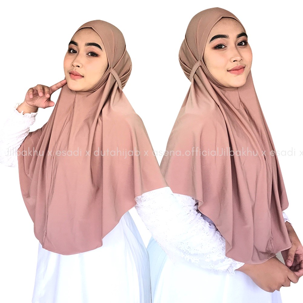 Jilbab Hijab Kerudung Bergo Tali Jersey Instan(L) Khimar Kameela Non Pad (L) | Bergo Maryam Tali Non Pad