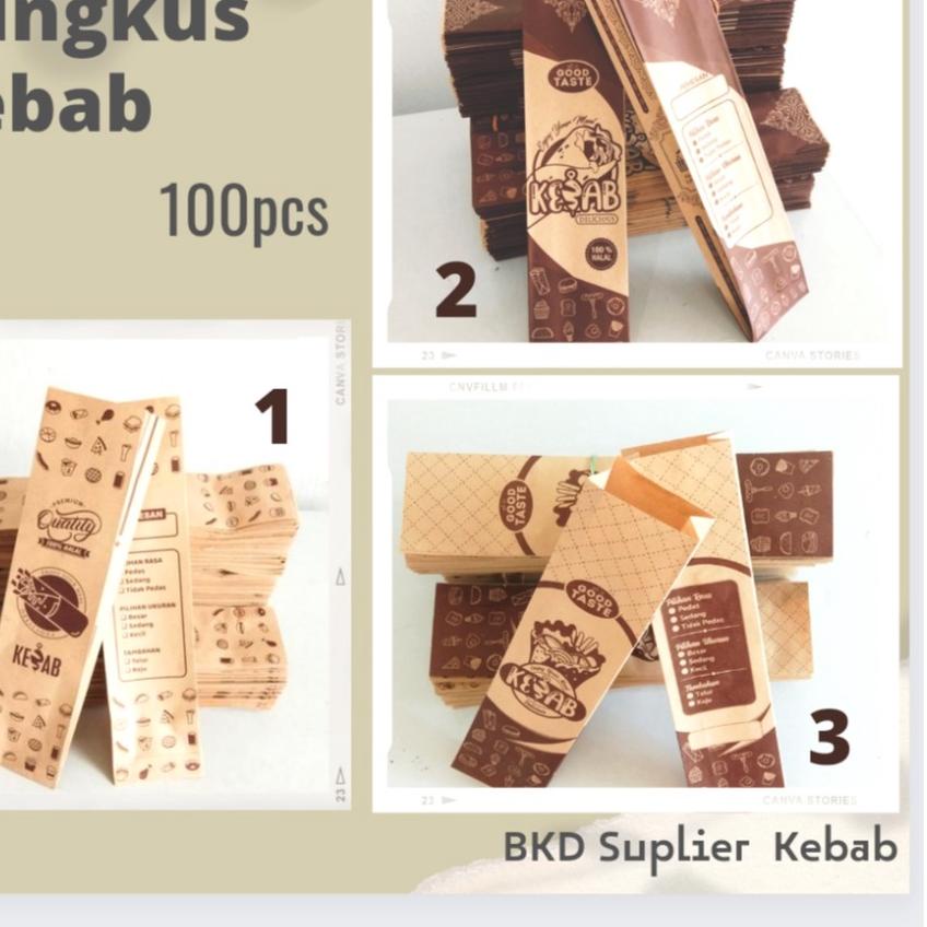 

한국 Bungkus kemasan kebab kertas cokelat 100pcs Promo