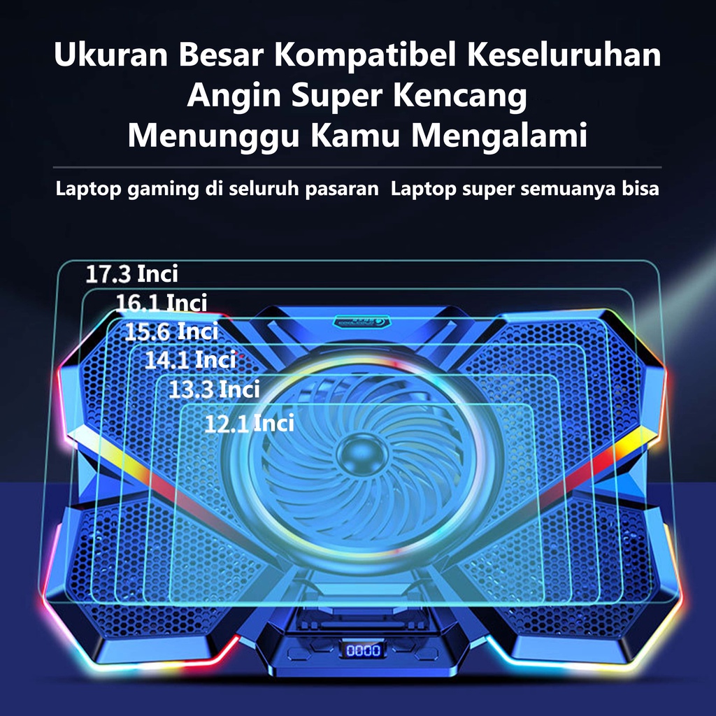 （COD）Cooling Pad Fan Cooling Pad Laptop Notebook Gaming 5 Fan Cooling Pad Cooler Deepcool RGB Glowy