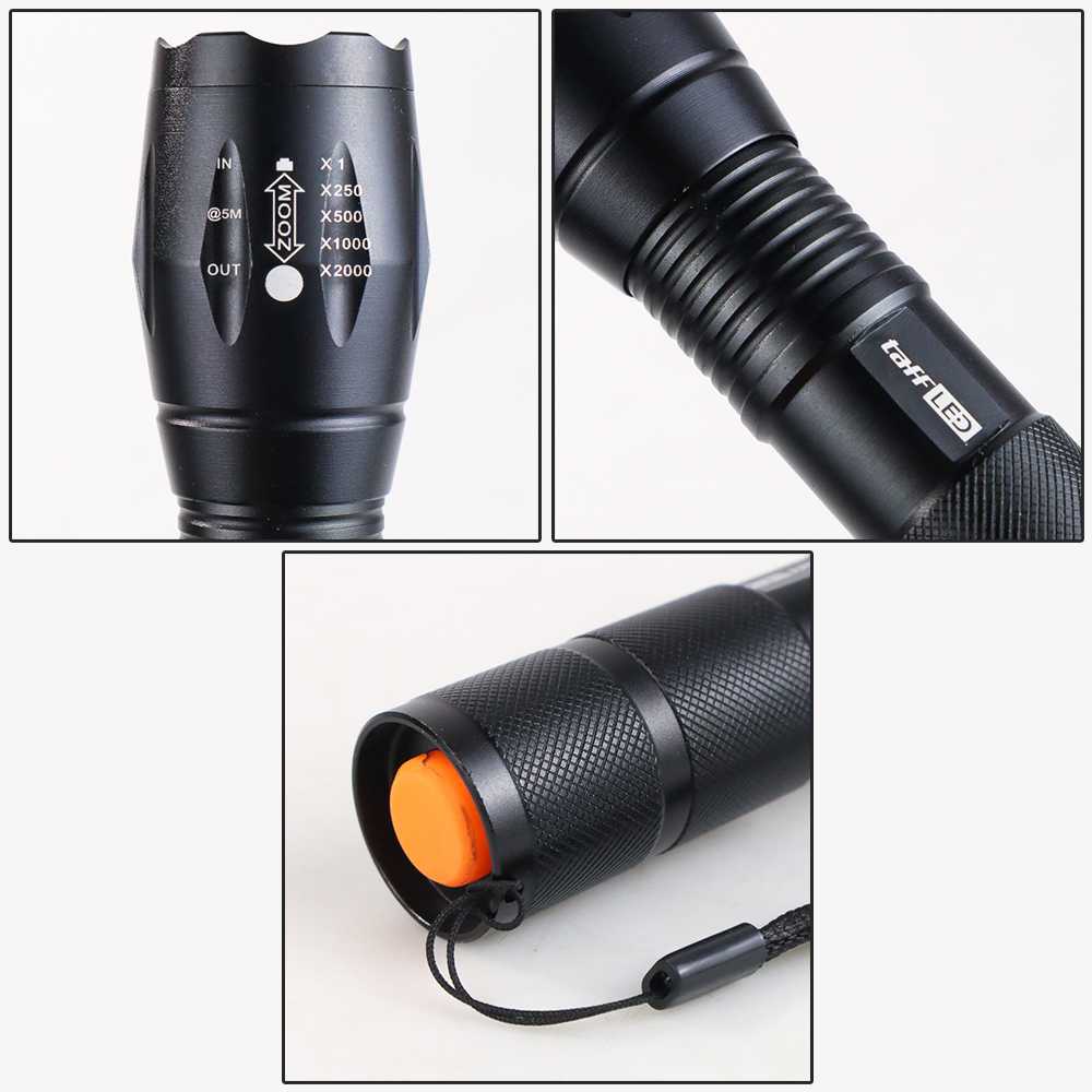 Senter Led Mini Cree Xm-L T6 Super Terang Jarak Jauh 2000 Lumens Waterproof Anti Air Jarak Hingga 500m