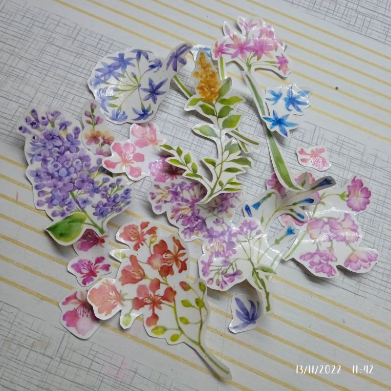 

Vynil Sticker bunga Transparan/ journal stuff/ decoration stuff