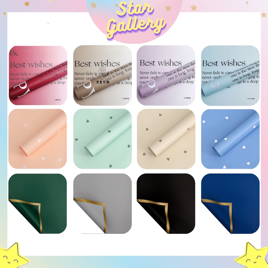 

Kertas Bunga Buket Gradasi Motif List Gold Flower Wrapping Paper Cellophane Kertas Buket Florist 6133 - 6136