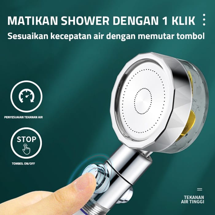 (COD)KEPALA SHOWER MANDI KIPAS 360 DERAJAT ON OFF TURBO FAN SHOWER FILTER / KEPALA KRAN MANDI BALING SARINGAN