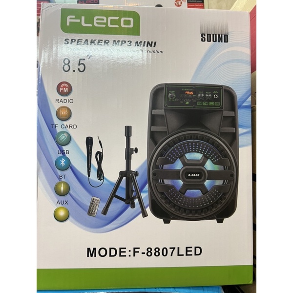 Speaker Bluetooth FLECO F-8803 / F-8606 / F-8607 / F-8604 / F-8609 LED 8.5 Inchi Bonus Mic Remote Speaker