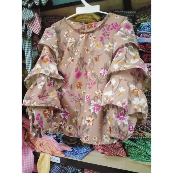atasan anak lengan rempel motif bunga
