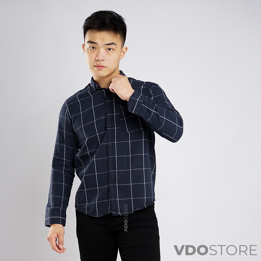 KEMEJA FLANEL PRIA 25B SIMPLE NAVY - M L XL XXL 3XL - KEMEJA LENGAN PANJANG VDOSTORE DEWASA BAJU FLANNEL TANGAN PANJANG HITAM NAVY ABU MOTIF KEMEJA COWOK MURAH DEWASA SANTAI TEBAL KUALITAS IMPORT BAJU CATUR PANEL FANEL